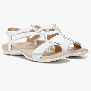 VIONIC Sandals Pearl Embellished Strappy  Rest Orthotic Comfort White Size 9